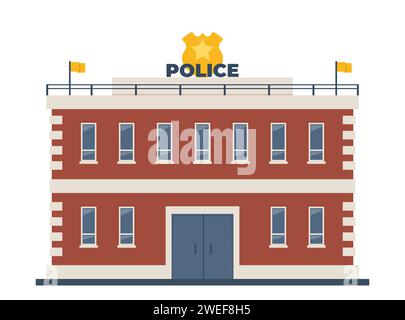 Police Station Department Building, front view. Vector Illustration ...
