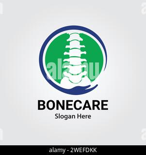 Health Spine Bone Care Creative Flat Logo Design Vector Template. Medical, Medicine and Clinic Logo Concept. Stock Vector