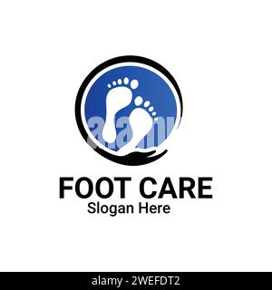 Foot Care Logo. Footprints With Care Symbol. Foot And Ankle Health Clinic Logo. Salon Foot Care Logo Vector Template Icon. Stock Vector