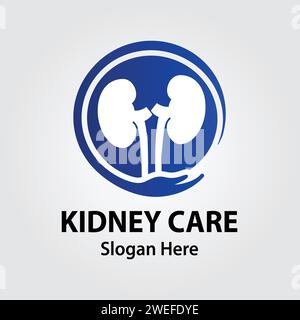 Kidney Care Creative Flat Logo Design Vector Template. Medical, Medicine and Urology Clinic Logo Concept. Stock Vector