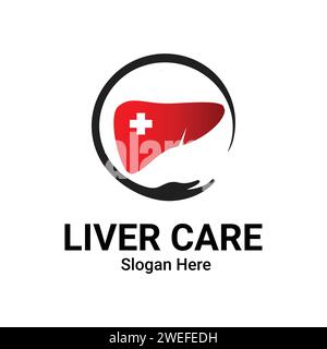 Liver Care Secure Vector Logo Template With Plus Symbol. Logo Suitable for Medical or Health Business. Hepatoprotection, Concept, Flat Icon, Element. Stock Vector