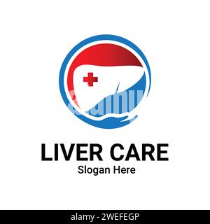 Liver Care Secure Vector Logo Template With Plus Symbol. Logo Suitable for Medical or Health Business. Hepatoprotection, Concept, Flat Icon, Element. Stock Vector