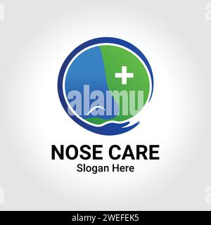 Nose Care Logo Designs For Medical Protection Clinic Service and Consult. Nose Health Logo Vector, Nose Icon Illustration Design Template. Stock Vector