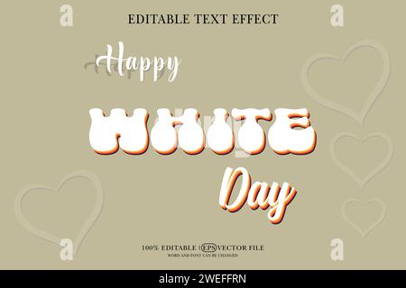 World White day 3d Text Effect Editable 3D Style eps vector Stock Vector