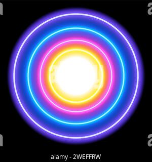 Colorful neon light circles, abstract background, vector illustration in EPS10 format Stock Vector