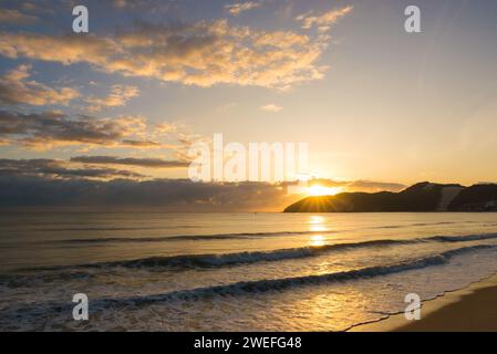 Sunrise in Ponta Negra Beach in Natal City, Brazil Stock Photo