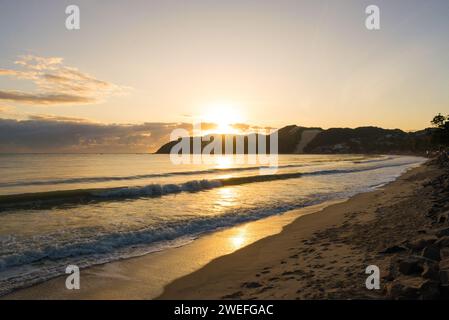 Sunrise in Ponta Negra Beach in Natal City, Brazil Stock Photo