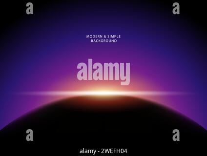 Vector dark abstract background, the sun shines from behind a planet Stock Vector