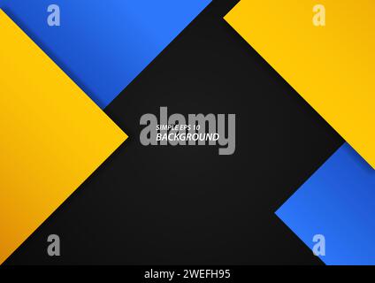 Abstract blue and yellow squares on black background, EPS 10 vector Stock Vector