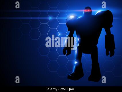 Vector illustration of a robot on hi-tech background Stock Vector