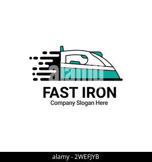 Fast Iron Modern Logo Design For Dry Cleaners. Stock Vector