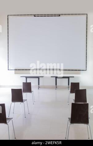 empty conference room with brown seats Stock Photo