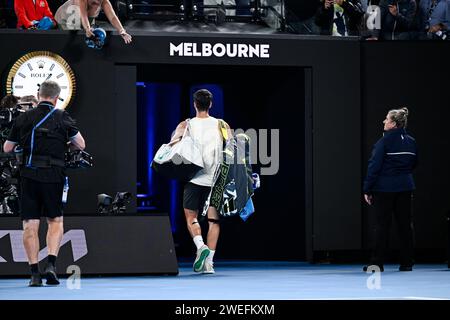 Paris, France. 24th Jan, 2024. Carlos Alcaraz during the Australian Open AO 2024 Grand Slam tennis tournament on January 24, 2024 at Melbourne Park in Melbourne, Australia. Credit: Victor Joly/Alamy Live News Stock Photo