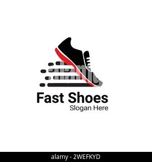 Modern Fast Running Shoes Logo Design Stock Vector