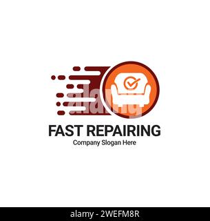Fast Sofa Repairing Logo Design. Stock Vector