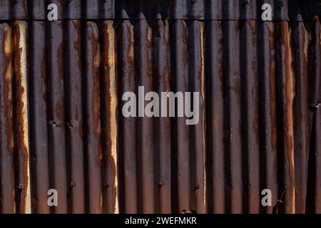 very rusty corrugated metal surface Stock Photo