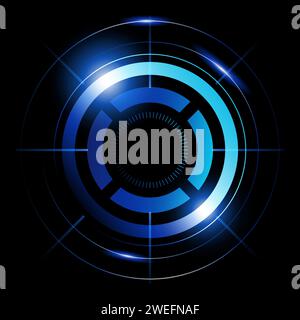 Abstract vector illustration of blue circles, radar, processing, target symbol Stock Vector
