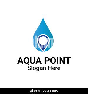 Water Location Logo Design Element. Aqua Drop With Pin Logo Icon, Illustration, Template, Vector, Eps. Dermatology, Clinically Proven Spot for allergy Stock Vector