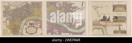 Map of London (right part), Anonymous, 1736 print Nuremberg paper ...