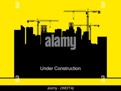 Vector illustration of construction cranes and buildings, development, developing, growth, theme Stock Vector