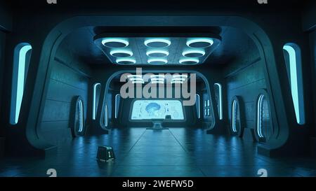 Laboratory Wall Texture Computer Graphics screen on the wall. 3D illustration of metallic sculpture over a white ...