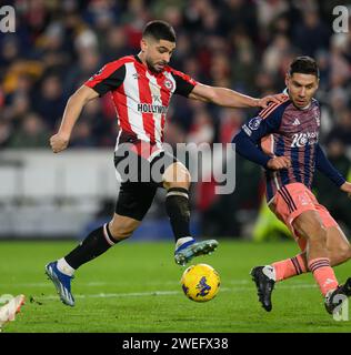 London, UK. 20th Jan, 2024 - Brentford v Nottingham Forest - Premier League - GTech Stadium. Brentford's Neal Maupay in action. Picture Credit: Mark Pain / Alamy Live News Stock Photo