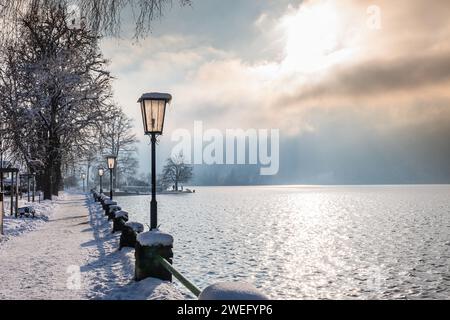 Lake Schliersee in the Bavarian Alps in Germany, copy space Stock Photo
