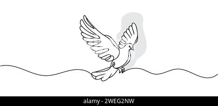 dove drawn in a continuous single line Stock Vector