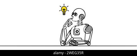Continuous one line drawing of a robot. Vector illustration. Stock Vector