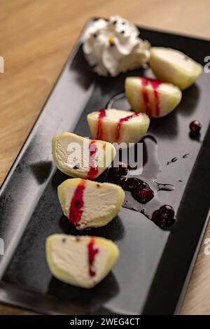 Mochi Ice Cream, Japanese rice cakes with an ice cream center in a soft, slightly chewy, sweet rice dough Stock Photo