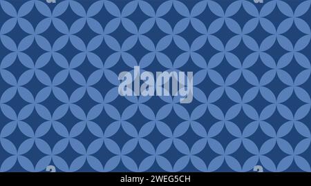 Blue overlapping circles seamless texture. Classic ovals and circles vector geometric fashion pattern. Stock Vector