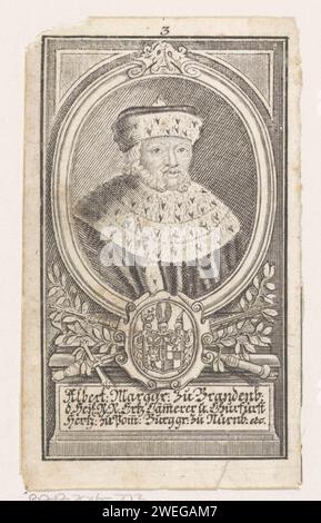 Portrait of Albrecht III Achilles, Elector of Brandenburg, Anonymous, 1600 - 1699 print In the middle of his weapon. In the middle of the top: 3.  paper engraving Stock Photo