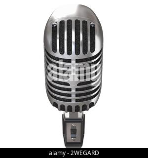 vintage metal microphone isolated on white. 3d render illustration Stock Photo