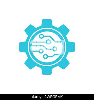 Digital technology gear icon. From blue icon set. Stock Vector