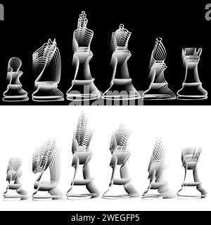 Chess piece icons. Black silhouettes isolated on white background. Vector illustration. Stock Vector