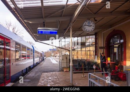 Tegernsee railway station, local train of BOB Stock Photo