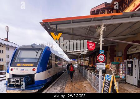 Tegernsee railway station, local train of BOB Stock Photo