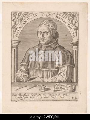 Portrait of Pope Adrianus VI, Robert Boissard, 1597 - 1599 print France ...