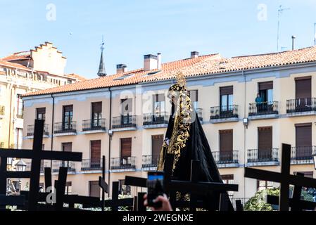 Zamora, Spain - April 7, 2023: Sculpture of the Our Lady of Sorrows during the Easter Week processions Stock Photo