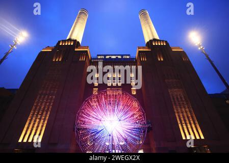 London, UK, 25th January 2024. The annual Battersea Light Festival started with 7 incredible light installations from British & International artists on display inside and outside the Power Station and on until February 25th. Credit : Monica Wells/Alamy Live News Stock Photo