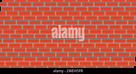 Brick wall, red relief texture with shadow, vector background illustration. Red brick tile wall background. Stock Vector