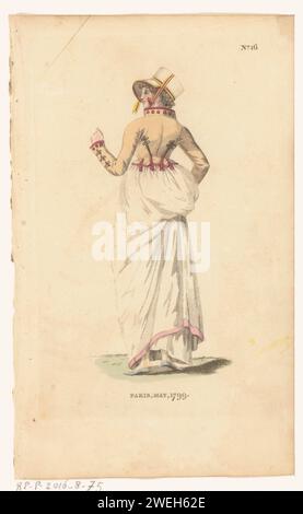 Magazine of Female Fashions of London and Paris. No. 16: Paris, May , 1799, 1799    paper. printing ink. watercolor (paint) etching fashion plates Stock Photo