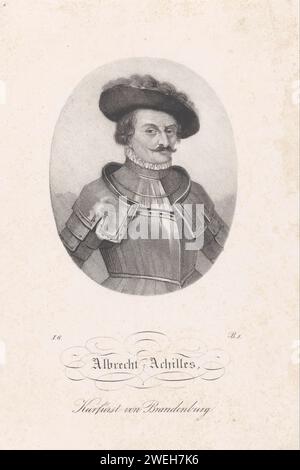 Portrait of Albrecht III Achilles, Elector of Brandenburg, Anonymous, 1800 - 1899 print Bottom left: I. 6. bottom right: B. I.  paper Stock Photo