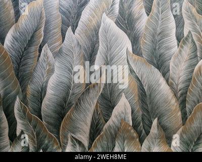 Vintage wallpaper, old retro vintage leaf pattern, wallpaper, background. Cute abstract pattern, vinyl wall design Stock Photo