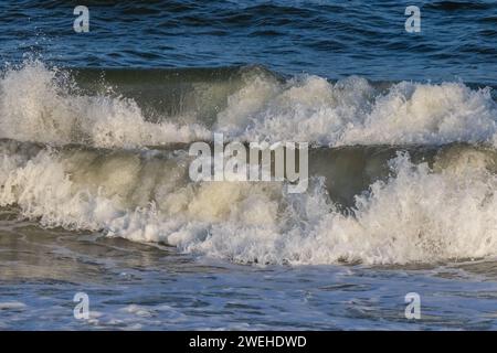 Double wave breaking in Atlantic Ocean, Assateague Island National Seashore, Maryland Stock Photo