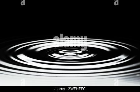 black water surface with circular waves Stock Photo