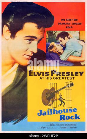 Elvis Presley in Jailhouse Rock (MGM, 1957). Movie Poster - Style Z - Bradshaw Crandell Artwork Stock Photo