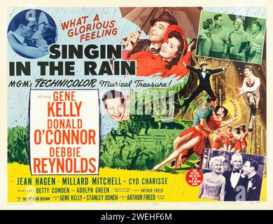 Singin' in the Rain (MGM, 1952) film poster feat Gene Kelly, Donald O'Connor and Debbie Reynolds Stock Photo