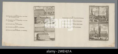 View of the Oude Kerk, the Westerkerk, the Noorderkerk and the Zuiderkerk in Amsterdam (right record), Adolf van der Laan, 1723 print Numbered on print on the right side of the leaf: ii part. 2. Book.; Page: 76. On print on the left side of the magazine: II Part 3. Book ..; Page: 103.  paper etching / letterpress printing church (exterior) Old church. Westerkerk. Noorderkerk. Zuiderkerk. Prinsenhof. West Indian Pakhuis. East Indian house. East Indian sea warehouse. East Indian Pakhuis Stock Photo