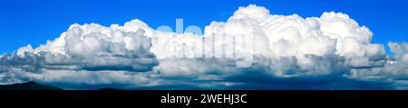 Spring clouds, Cumulus Congestus, panorama, near Puimichel, Provence-Alpes-Côte d'Azur region, France Stock Photo